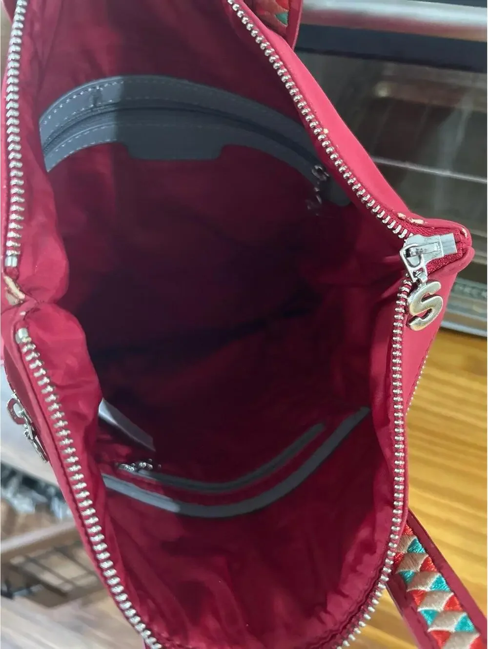 Desigual Monkey Around Red Embroidered Backpack